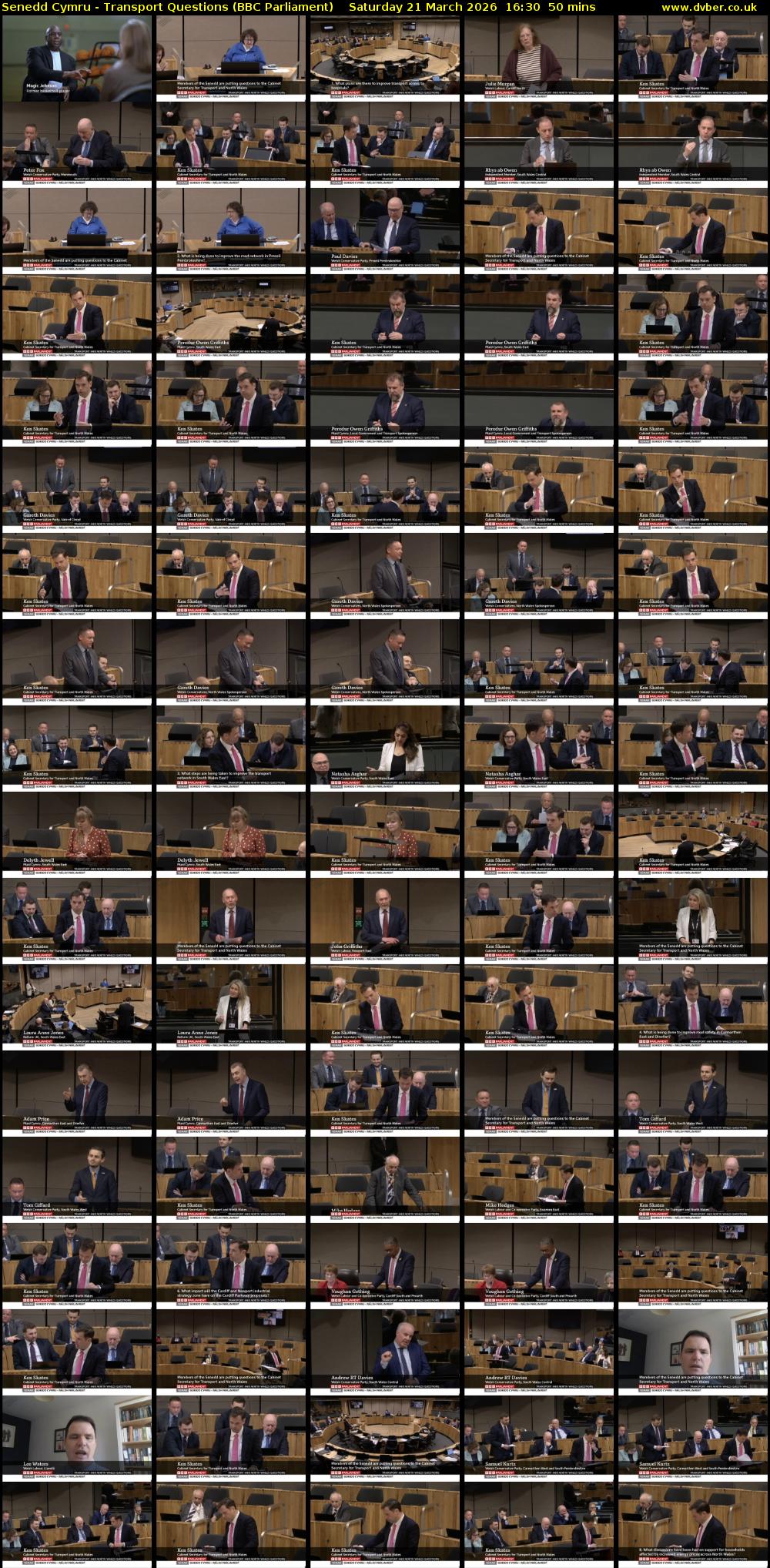 Senedd Cymru - Transport Questions (BBC Parliament) Saturday 21 March 2026 16:30 - 17:20