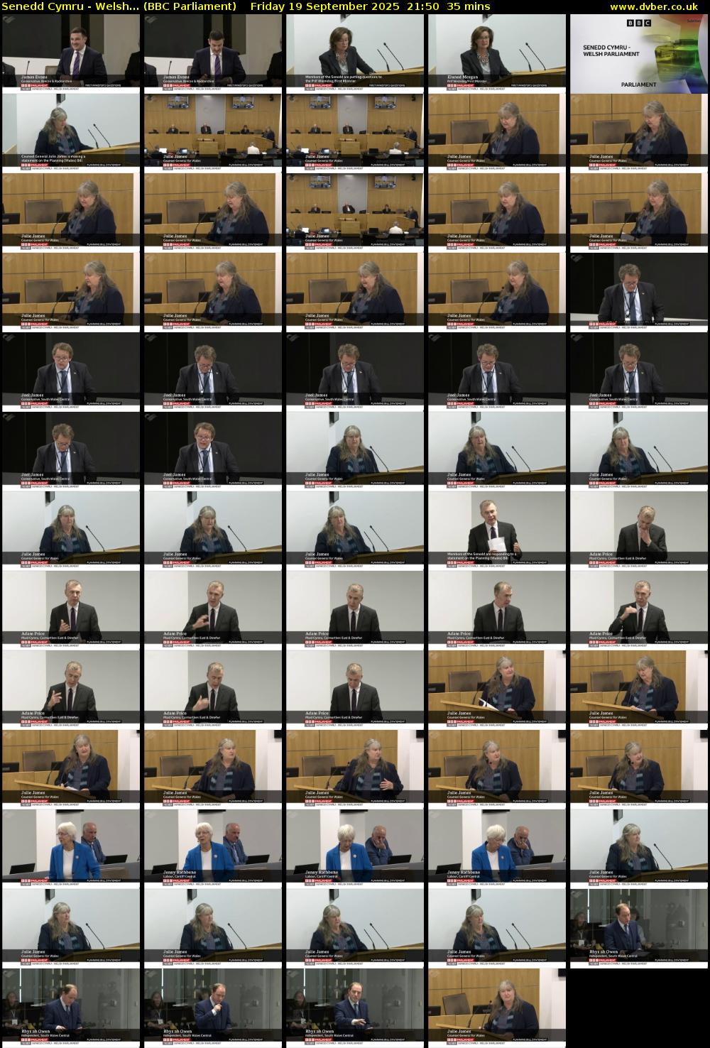 Senedd Cymru - Welsh... (BBC Parliament) Friday 19 September 2025 21:50 - 22:25