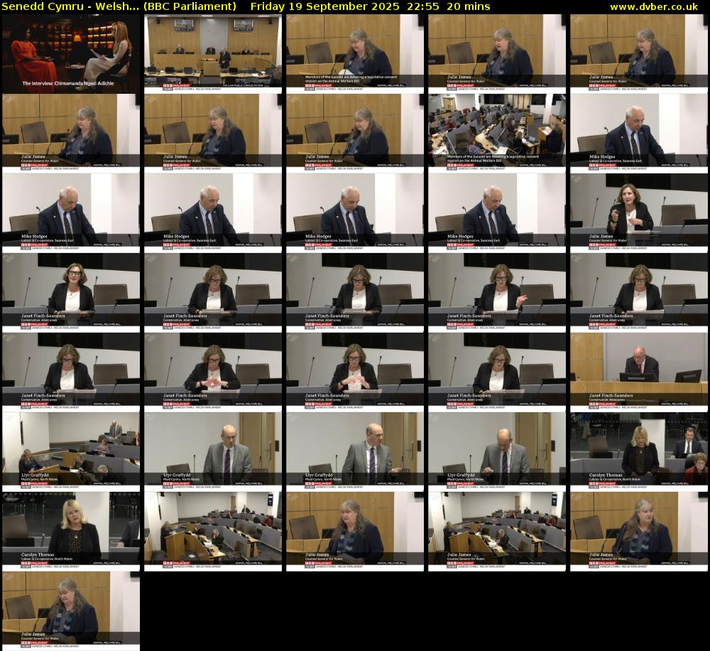 Senedd Cymru - Welsh... (BBC Parliament) Friday 19 September 2025 22:55 - 23:15