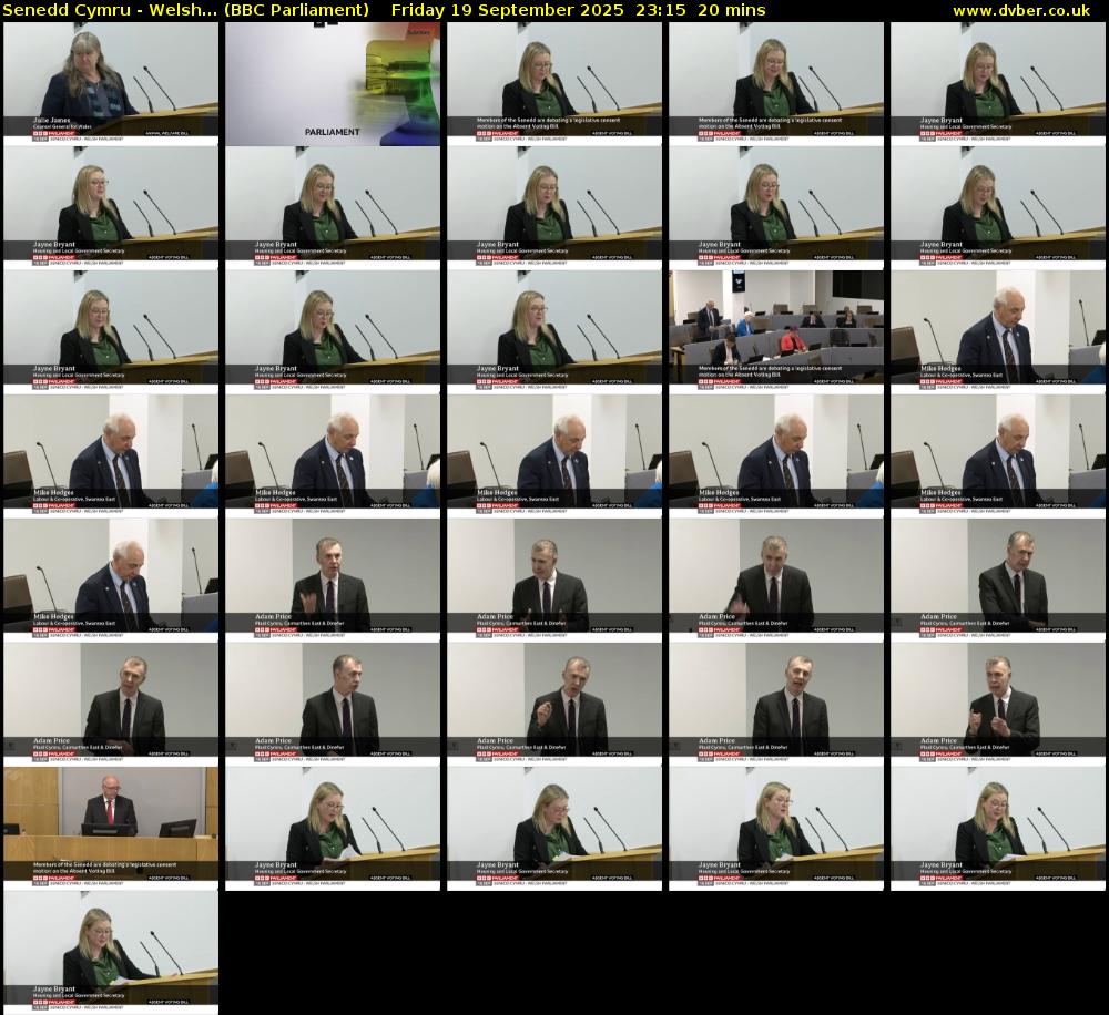 Senedd Cymru - Welsh... (BBC Parliament) Friday 19 September 2025 23:15 - 23:35