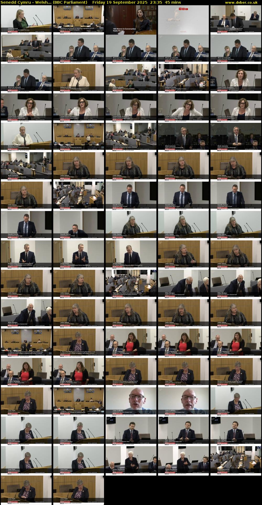 Senedd Cymru - Welsh... (BBC Parliament) Friday 19 September 2025 23:35 - 00:20