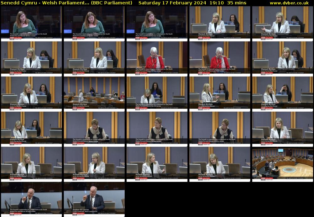 Senedd Cymru - Welsh Parliament... (BBC Parliament) Saturday 17 February 2024 19:10 - 19:45
