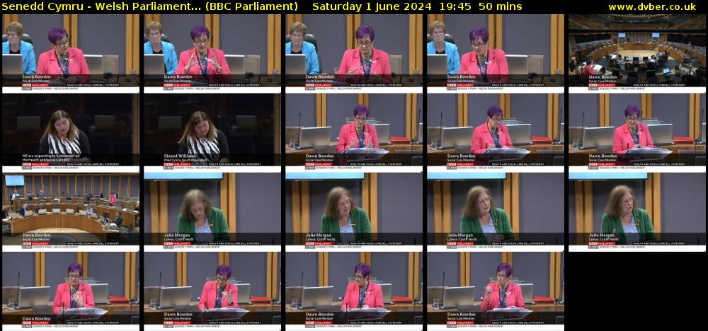 Senedd Cymru - Welsh Parliament... (BBC Parliament) Saturday 1 June 2024 19:45 - 20:35