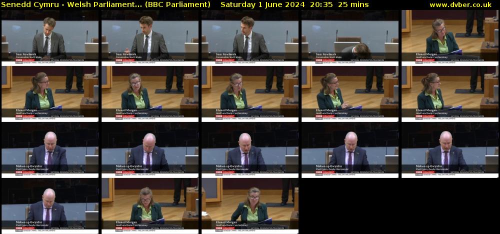 Senedd Cymru - Welsh Parliament... (BBC Parliament) Saturday 1 June 2024 20:35 - 21:00