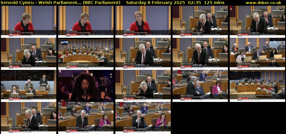 Senedd Cymru - Welsh Parliament... (BBC Parliament) Saturday 8 February 2025 02:35 - 04:40
