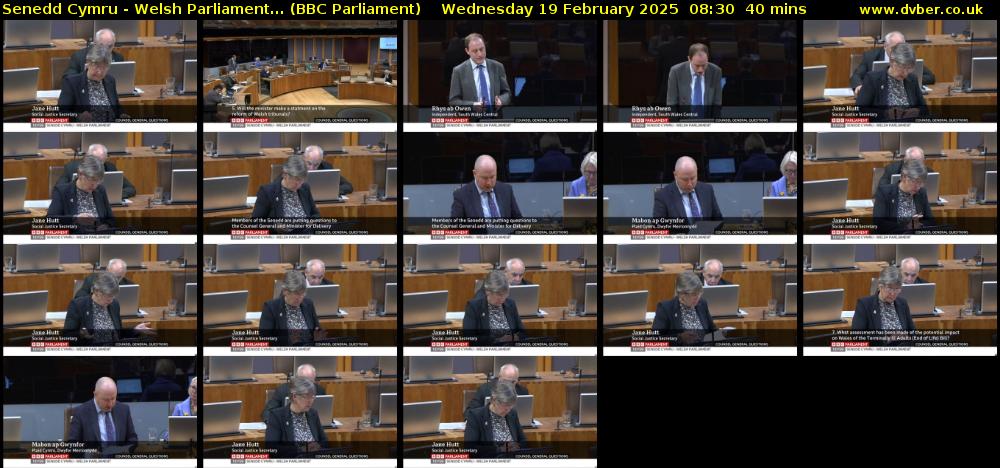 Senedd Cymru - Welsh Parliament... (BBC Parliament) Wednesday 19 February 2025 08:30 - 09:10