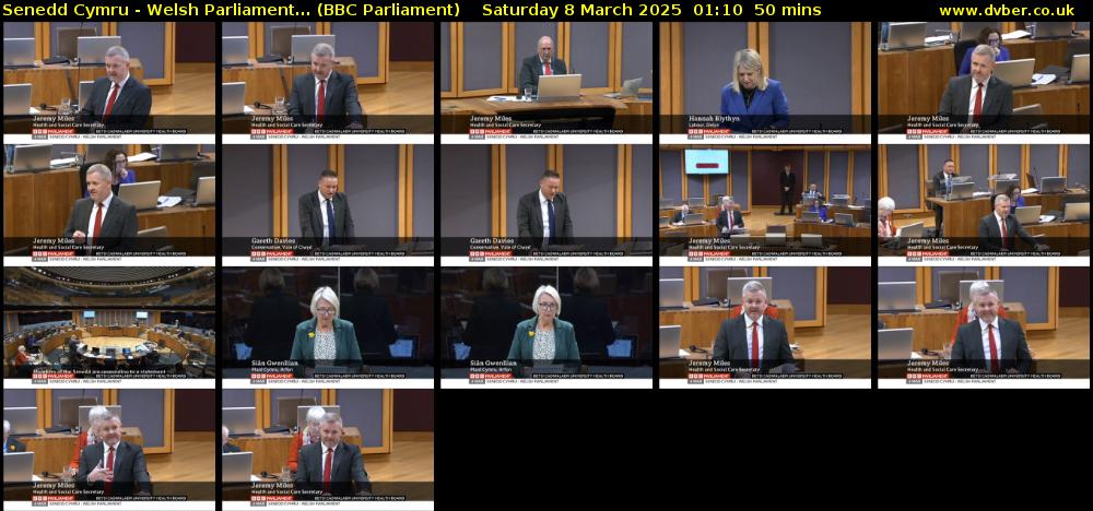 Senedd Cymru - Welsh Parliament... (BBC Parliament) Saturday 8 March 2025 01:10 - 02:00