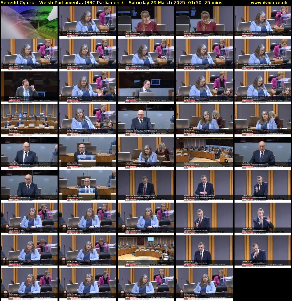 Senedd Cymru - Welsh Parliament... (BBC Parliament) Saturday 29 March 2025 01:50 - 02:15