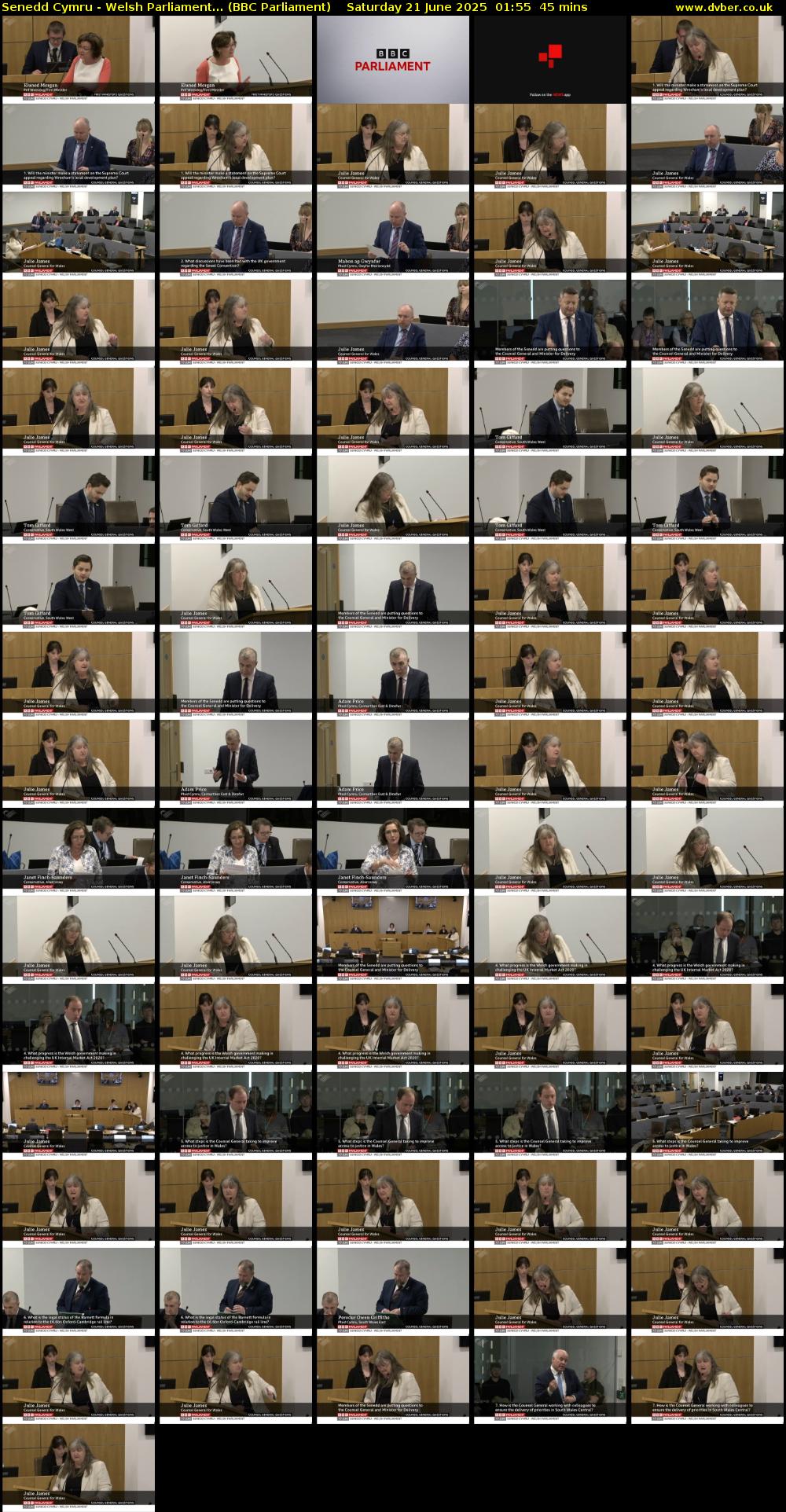 Senedd Cymru - Welsh Parliament... (BBC Parliament) Saturday 21 June 2025 01:55 - 02:40