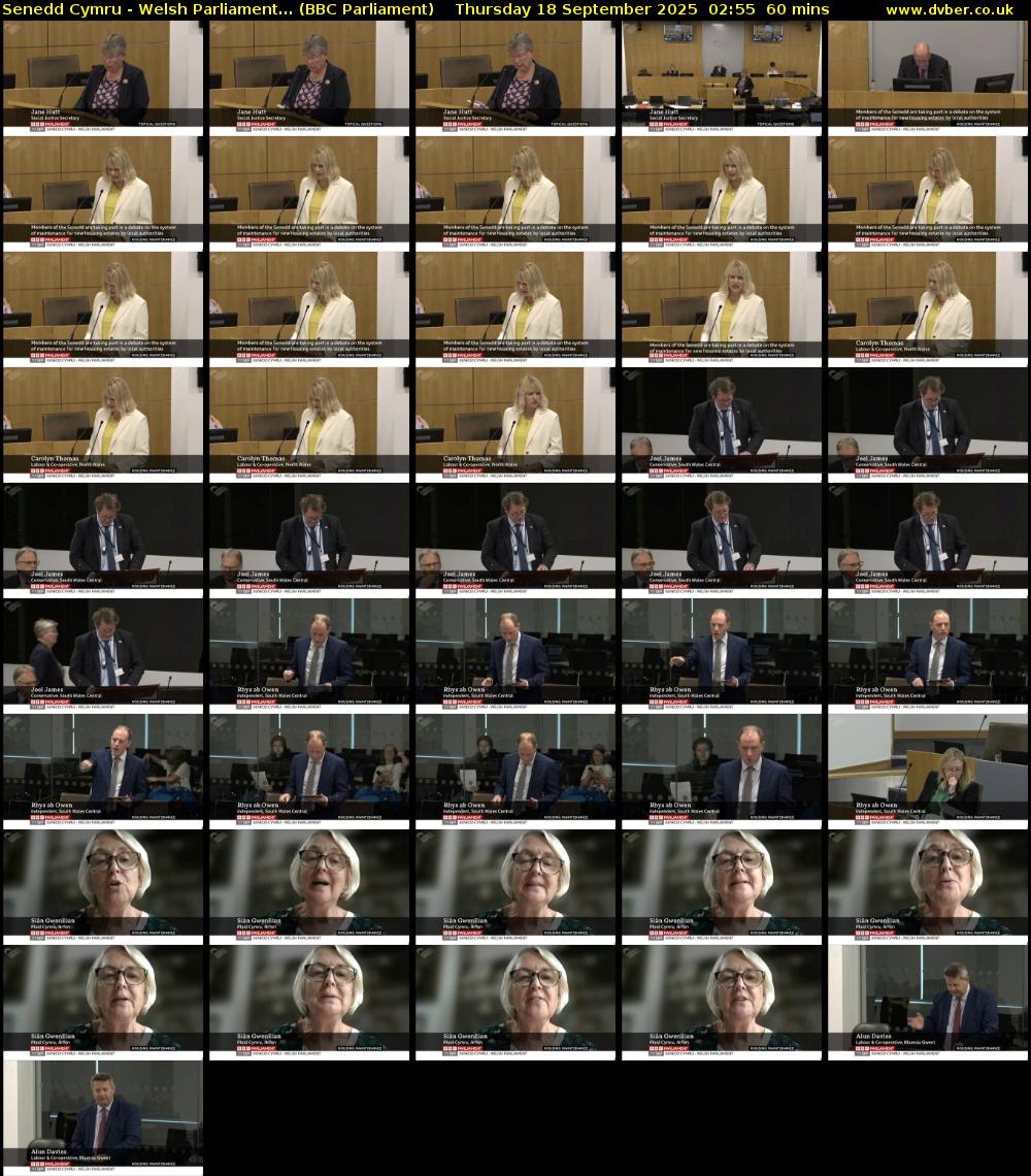 Senedd Cymru - Welsh Parliament... (BBC Parliament) Thursday 18 September 2025 02:55 - 03:55