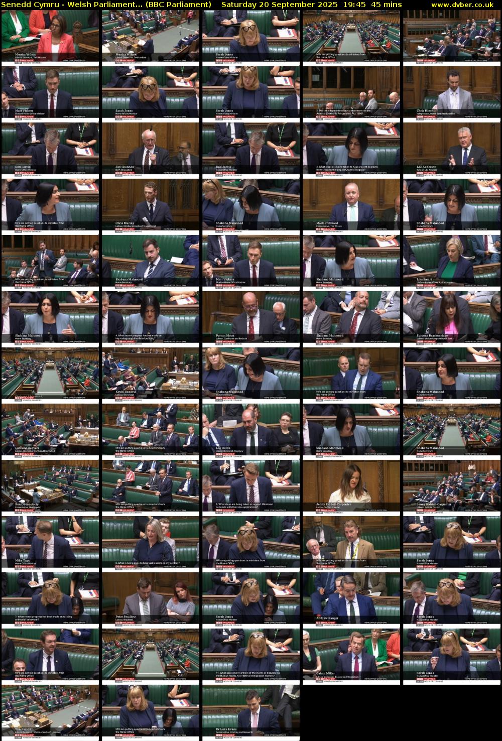 Senedd Cymru - Welsh Parliament... (BBC Parliament) Saturday 20 September 2025 19:45 - 20:30