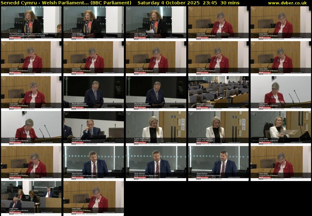Senedd Cymru - Welsh Parliament... (BBC Parliament) Saturday 4 October 2025 23:45 - 00:15