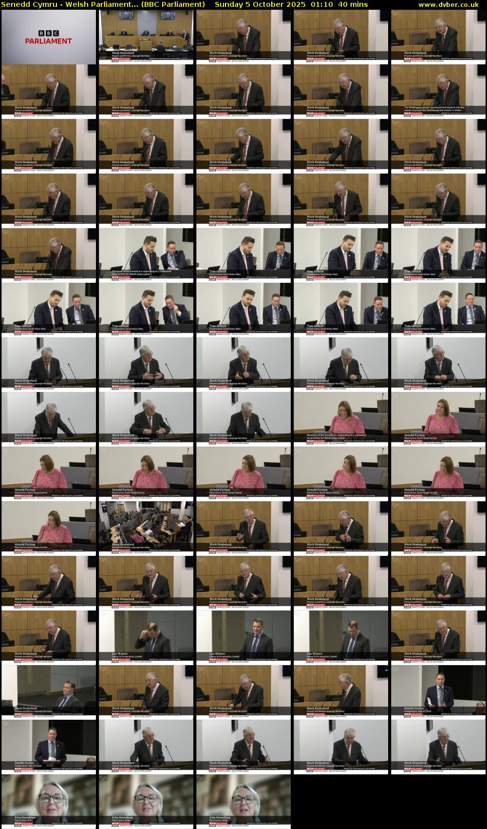 Senedd Cymru - Welsh Parliament... (BBC Parliament) Sunday 5 October 2025 01:10 - 01:50