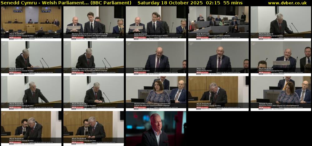 Senedd Cymru - Welsh Parliament... (BBC Parliament) Saturday 18 October 2025 02:15 - 03:10