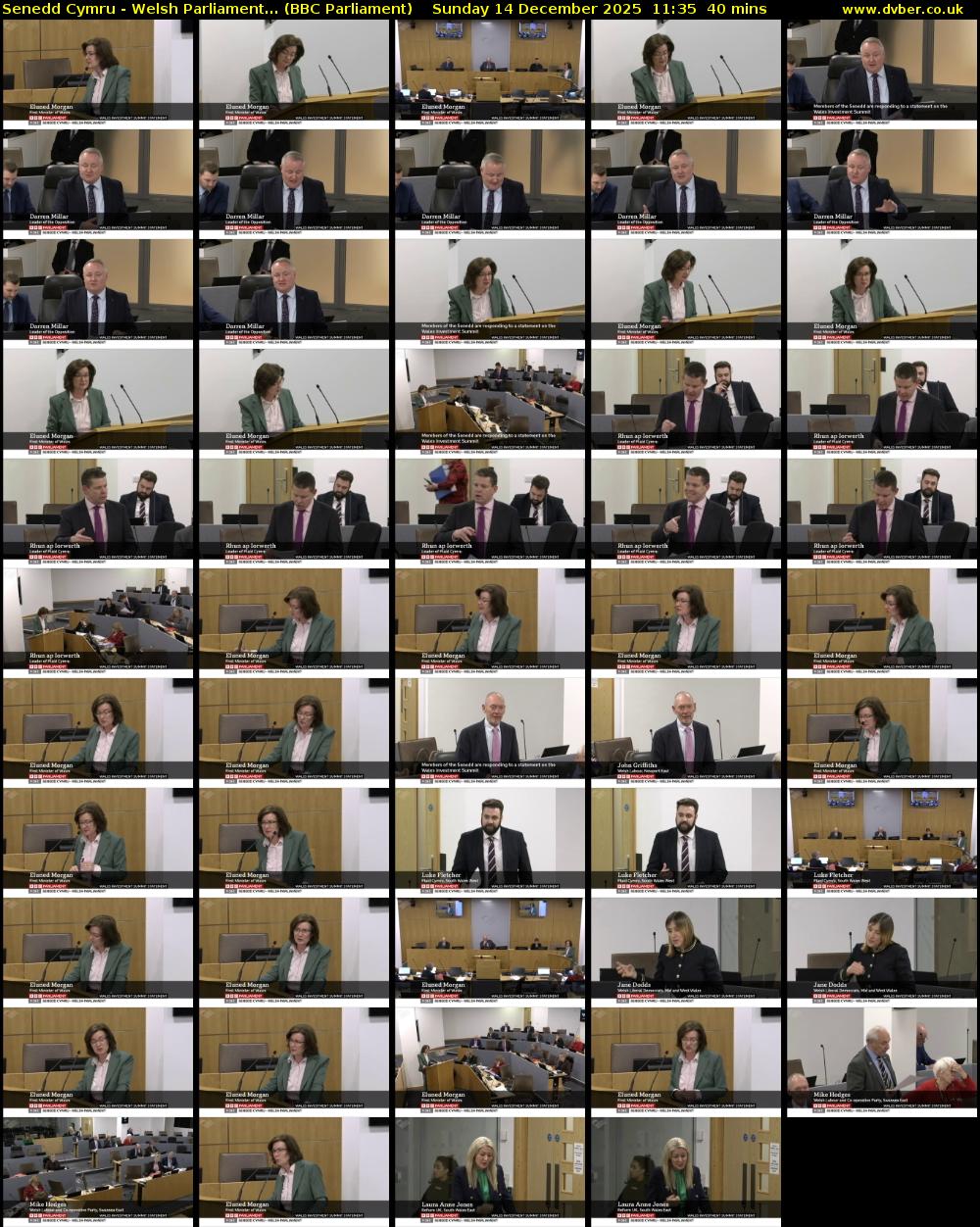 Senedd Cymru - Welsh Parliament... (BBC Parliament) Sunday 14 December 2025 11:35 - 12:15