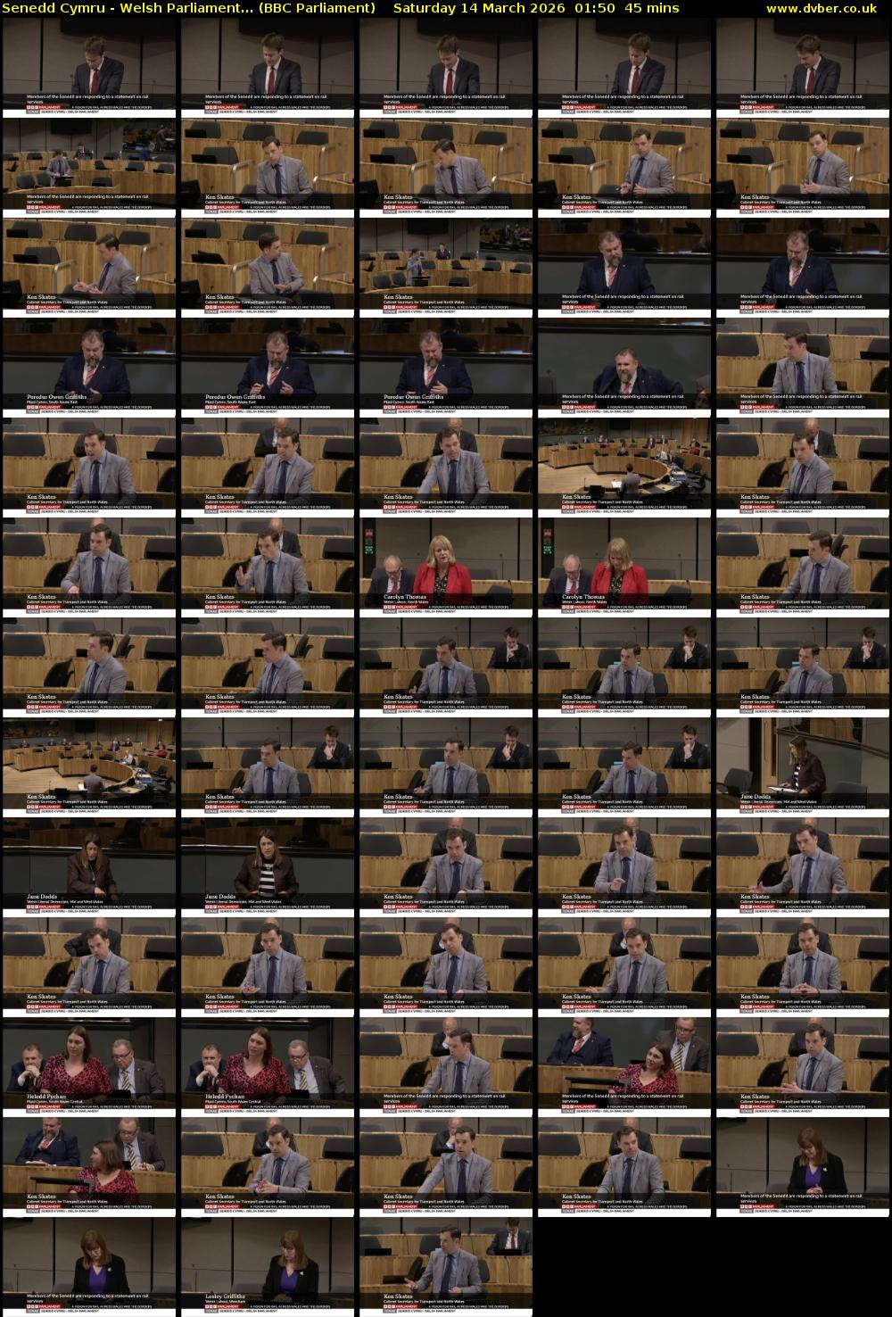 Senedd Cymru - Welsh Parliament... (BBC Parliament) Saturday 14 March 2026 01:50 - 02:35