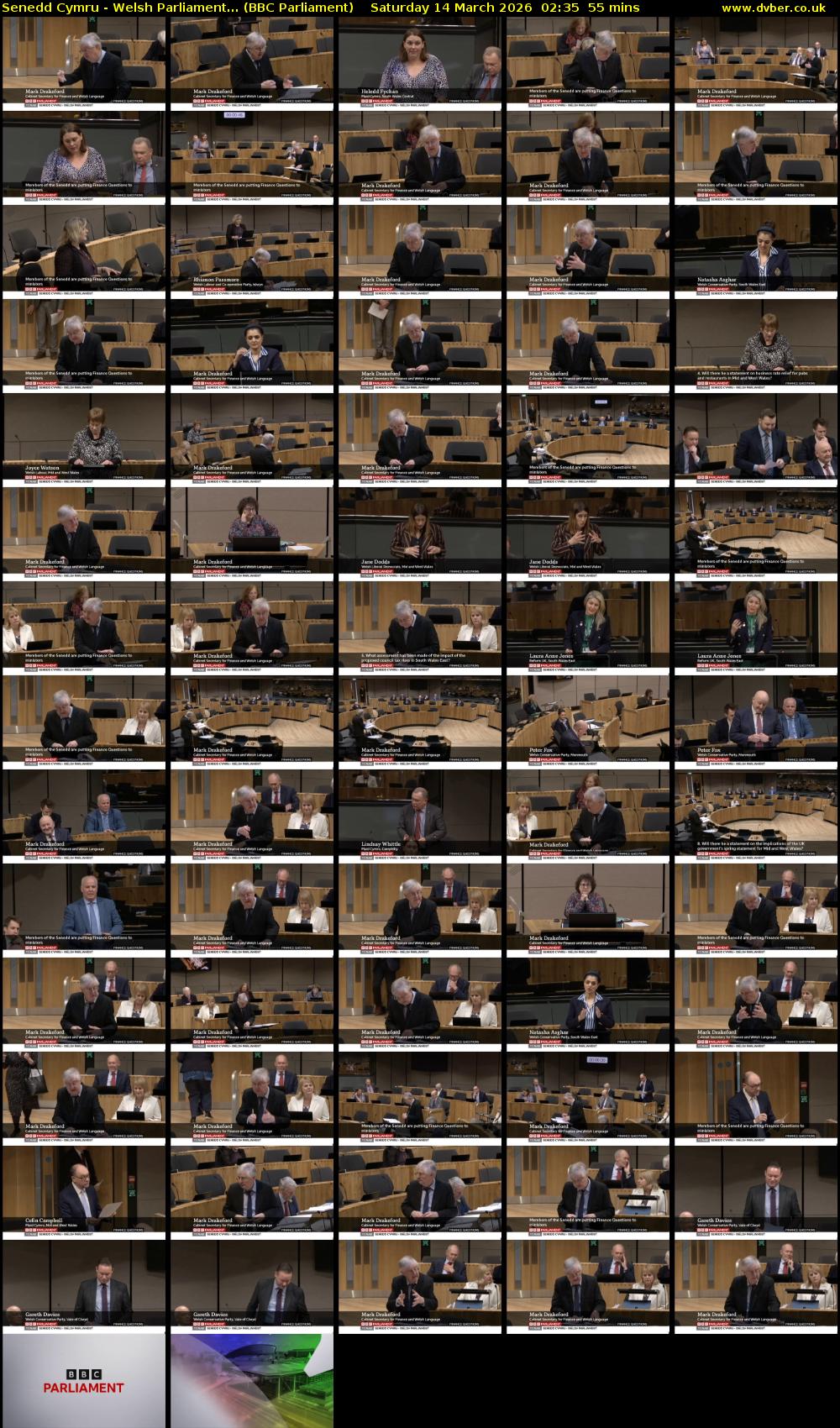 Senedd Cymru - Welsh Parliament... (BBC Parliament) Saturday 14 March 2026 02:35 - 03:30
