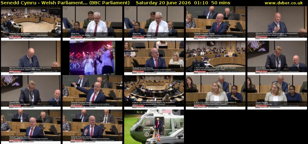 Senedd Cymru - Welsh Parliament... (BBC Parliament) Saturday 20 June 2026 01:10 - 02:00