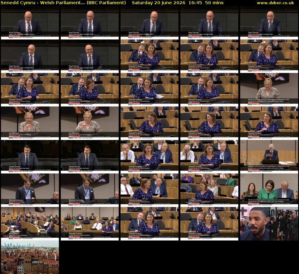 Senedd Cymru - Welsh Parliament... (BBC Parliament) Saturday 20 June 2026 16:45 - 17:35