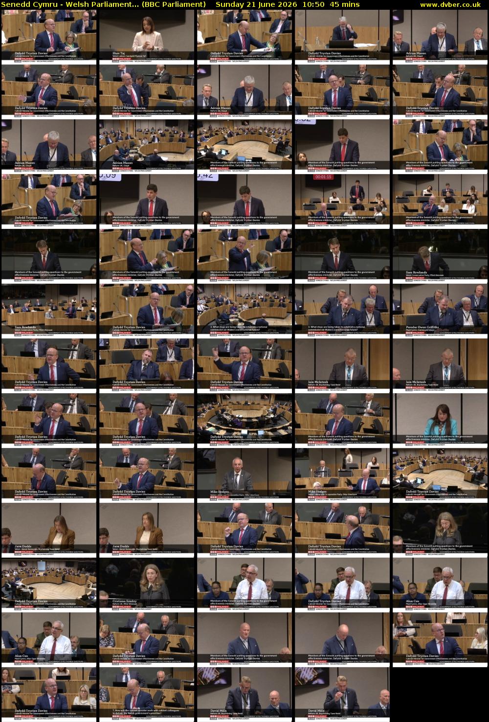 Senedd Cymru - Welsh Parliament... (BBC Parliament) Sunday 21 June 2026 10:50 - 11:35