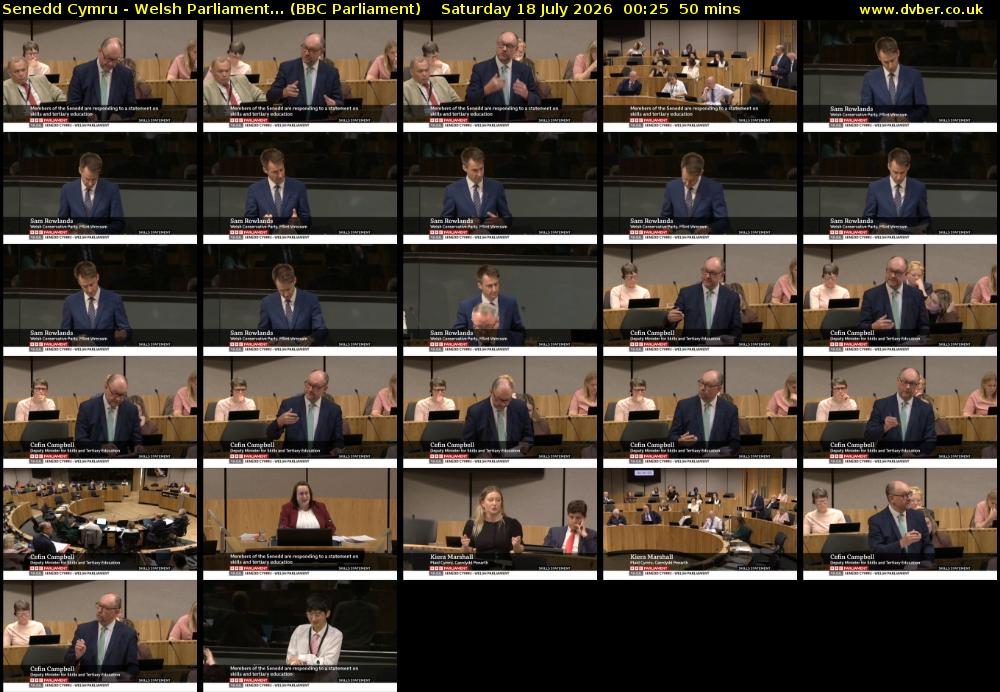 Senedd Cymru - Welsh Parliament... (BBC Parliament) Saturday 18 July 2026 00:25 - 01:15