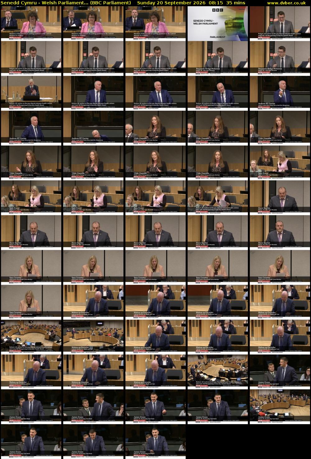 Senedd Cymru - Welsh Parliament... (BBC Parliament) Sunday 20 September 2026 08:15 - 08:50
