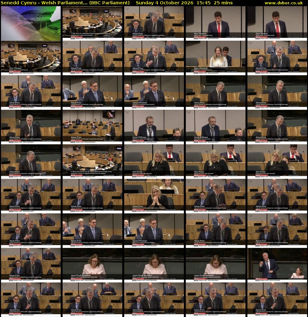 Senedd Cymru - Welsh Parliament... (BBC Parliament) Sunday 4 October 2026 15:45 - 16:10