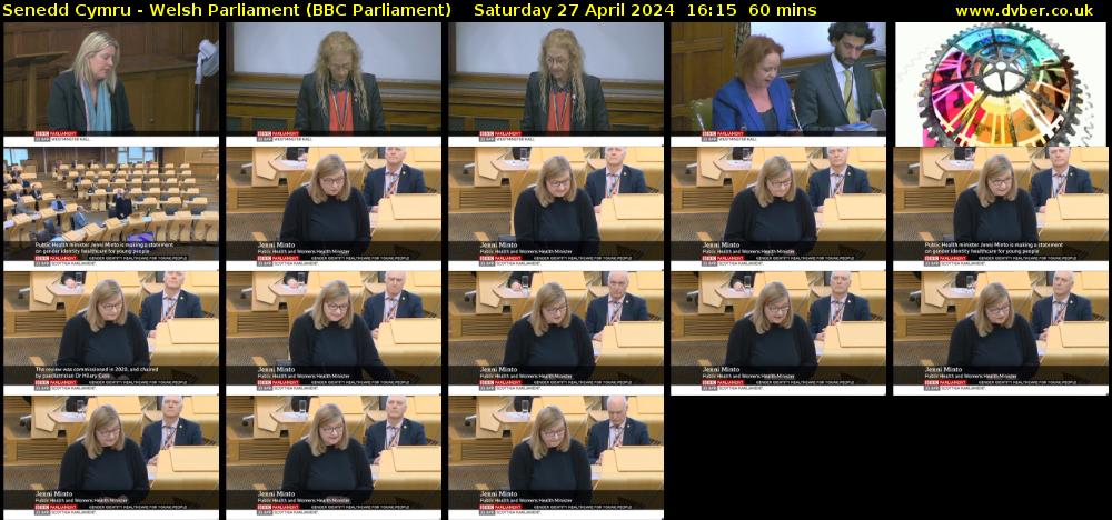 Senedd Cymru - Welsh Parliament (BBC Parliament) Saturday 27 April 2024 16:15 - 17:15