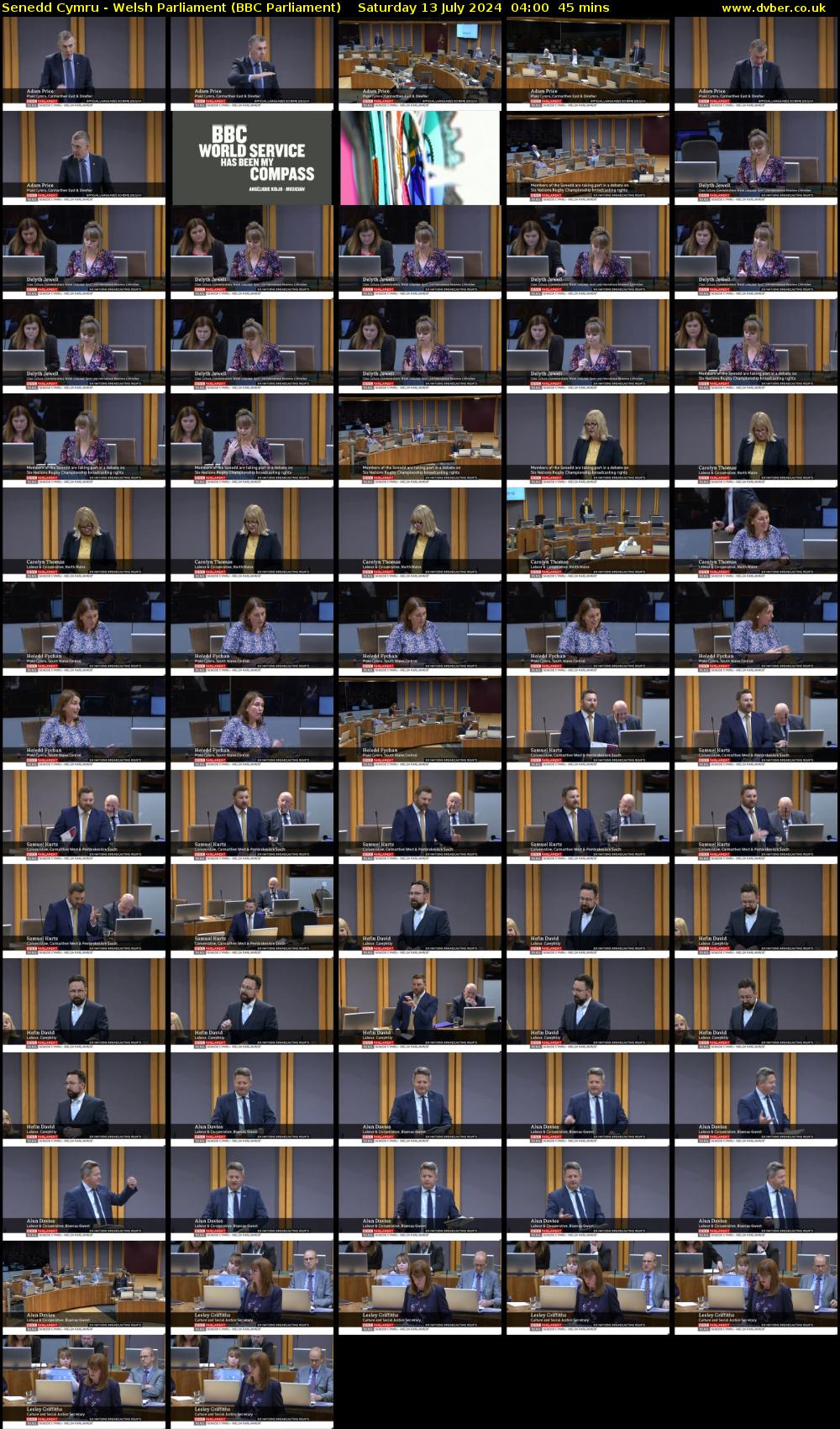 Senedd Cymru - Welsh Parliament (BBC Parliament) Saturday 13 July 2024 04:00 - 04:45