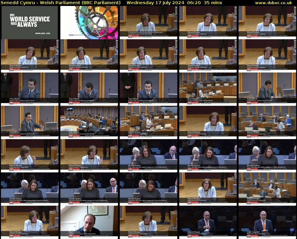 Senedd Cymru - Welsh Parliament (BBC Parliament) Wednesday 17 July 2024 06:20 - 06:55