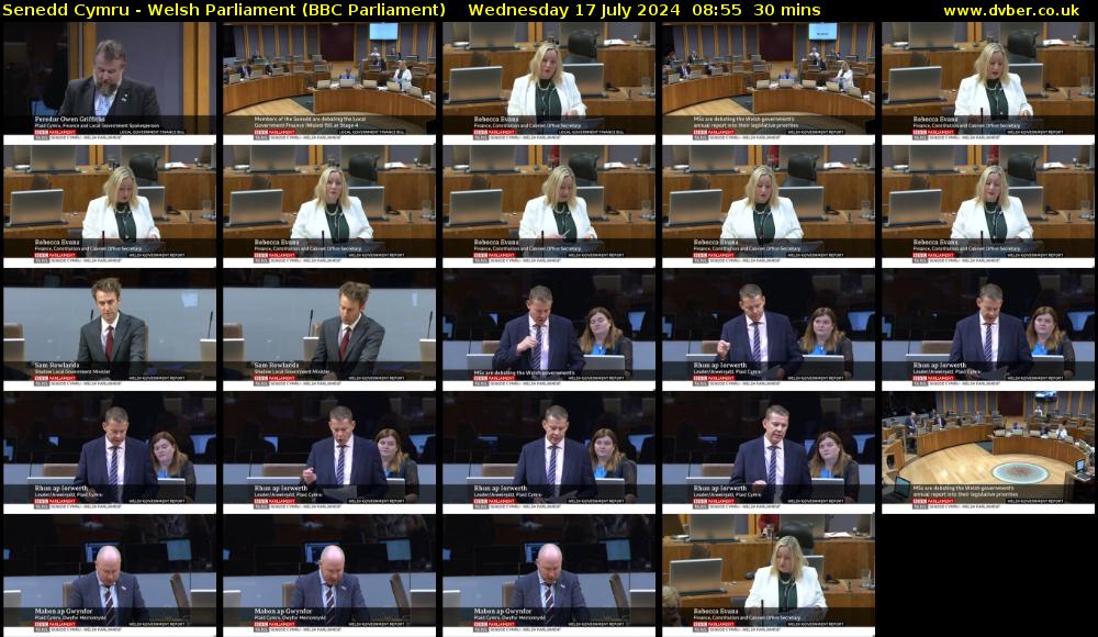 Senedd Cymru - Welsh Parliament (BBC Parliament) Wednesday 17 July 2024 08:55 - 09:25
