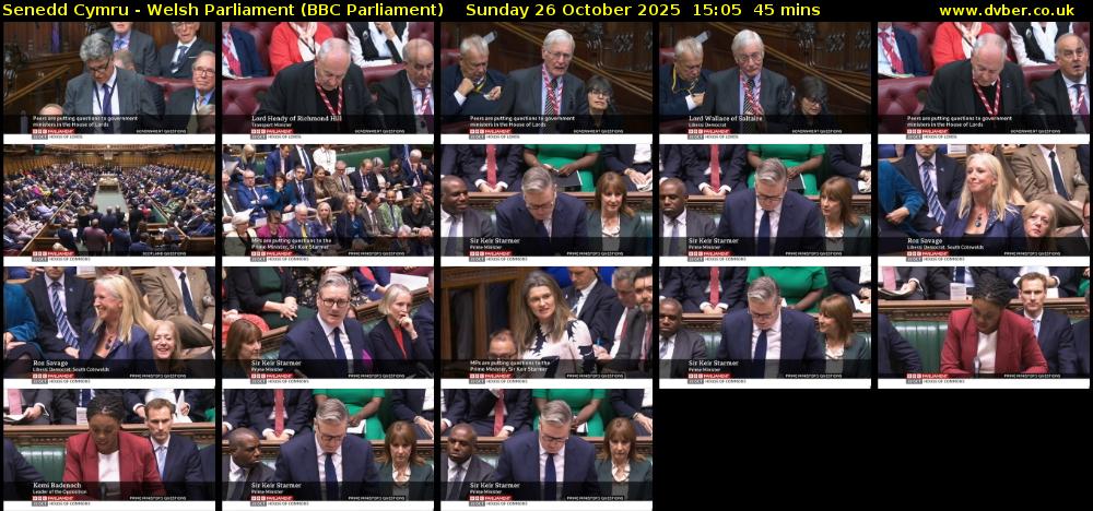 Senedd Cymru - Welsh Parliament (BBC Parliament) Sunday 26 October 2025 15:05 - 15:50