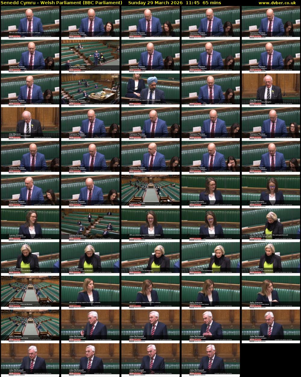 Senedd Cymru - Welsh Parliament (BBC Parliament) Sunday 29 March 2026 11:45 - 12:50