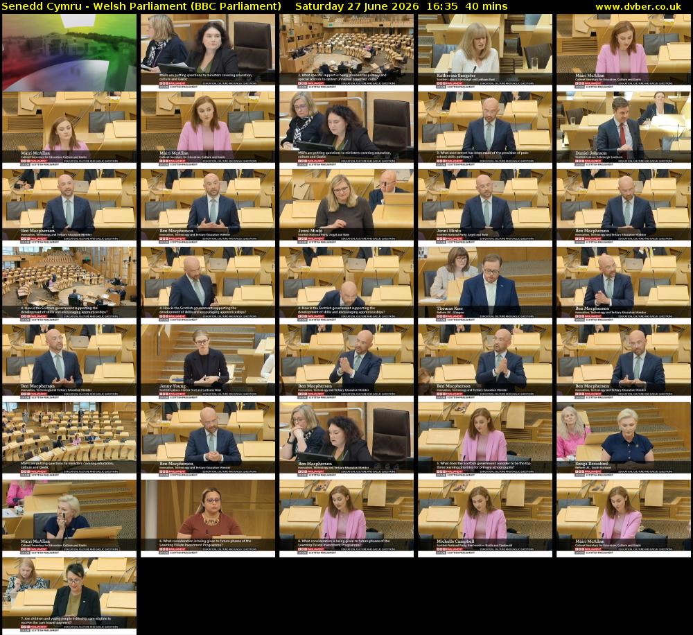 Senedd Cymru - Welsh Parliament (BBC Parliament) Saturday 27 June 2026 16:35 - 17:15