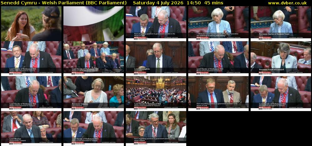 Senedd Cymru - Welsh Parliament (BBC Parliament) Saturday 4 July 2026 14:50 - 15:35