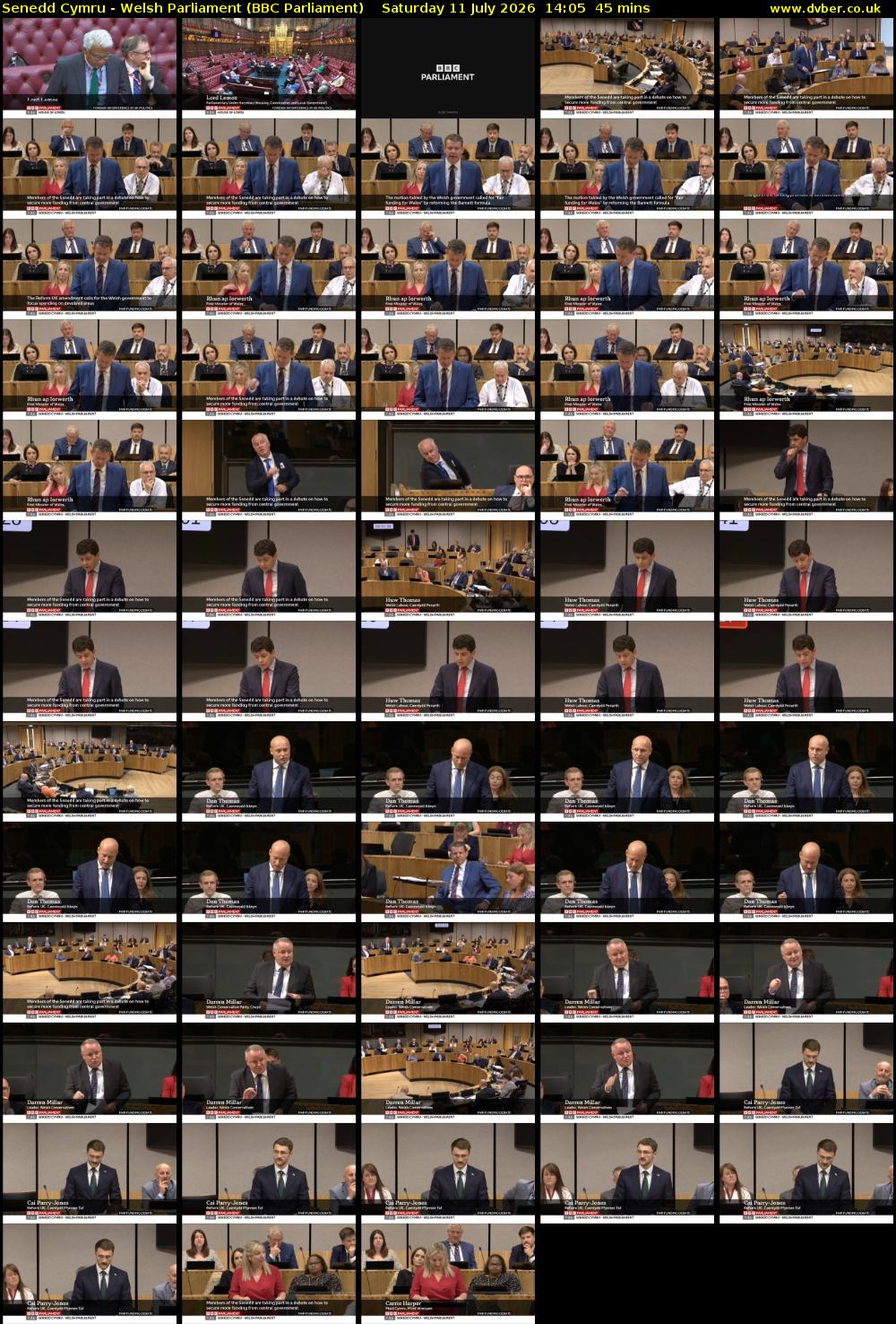 Senedd Cymru - Welsh Parliament (BBC Parliament) Saturday 11 July 2026 14:05 - 14:50
