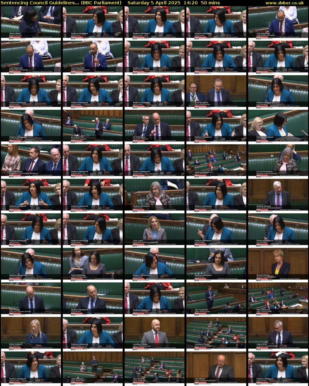 Sentencing Council Guidelines... (BBC Parliament) Saturday 5 April 2025 14:20 - 15:10