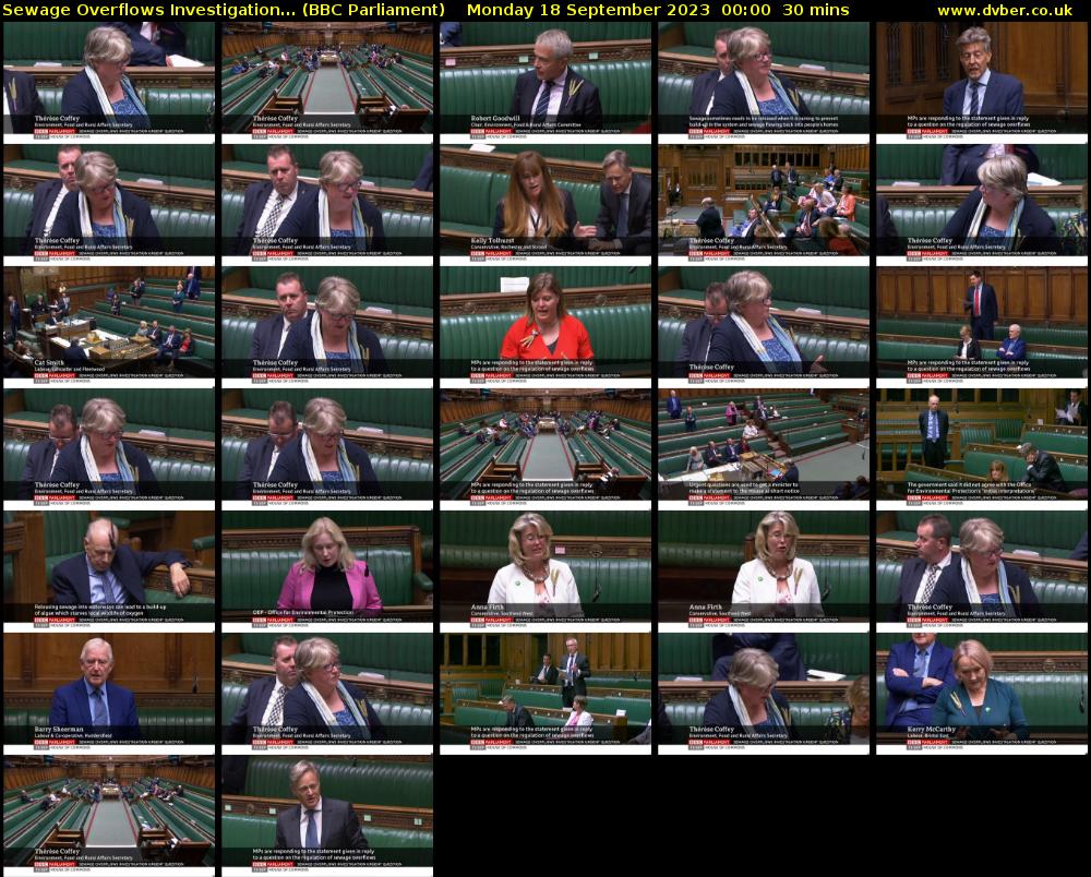 Sewage Overflows Investigation... (BBC Parliament) Monday 18 September 2023 00:00 - 00:30