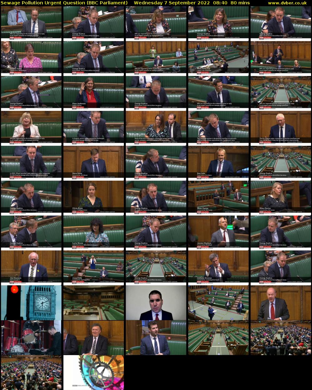 Sewage Pollution Urgent Question (BBC Parliament) Wednesday 7 September 2022 08:40 - 10:00