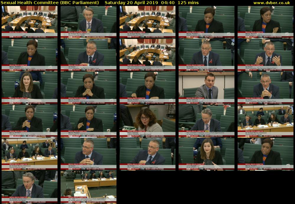 Sexual Health Committee (BBC Parliament) Saturday 20 April 2019 04:40 - 06:45