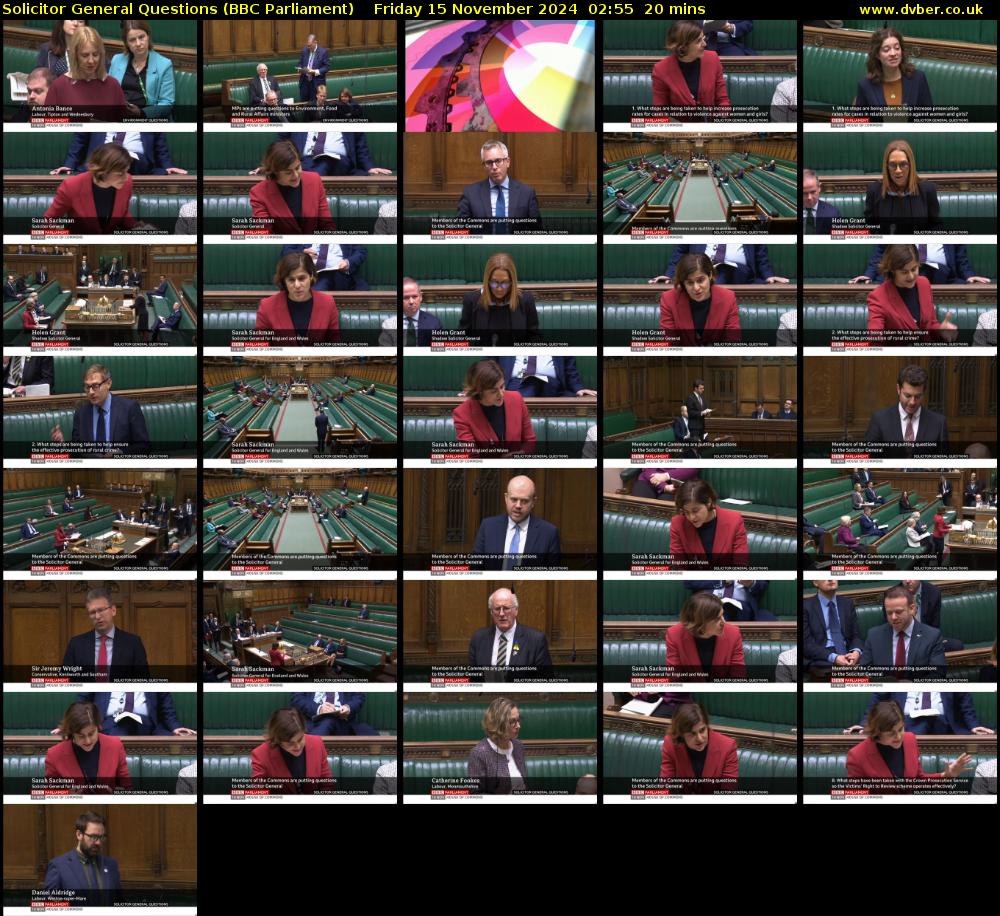 Solicitor General Questions (BBC Parliament) Friday 15 November 2024 02:55 - 03:15