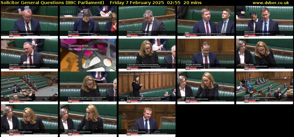 Solicitor General Questions (BBC Parliament) Friday 7 February 2025 02:55 - 03:15