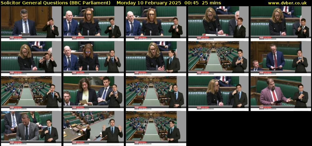Solicitor General Questions (BBC Parliament) Monday 10 February 2025 00:45 - 01:10