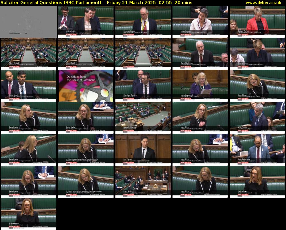 Solicitor General Questions (BBC Parliament) Friday 21 March 2025 02:55 - 03:15