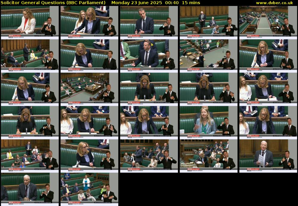 Solicitor General Questions (BBC Parliament) Monday 23 June 2025 00:40 - 00:55