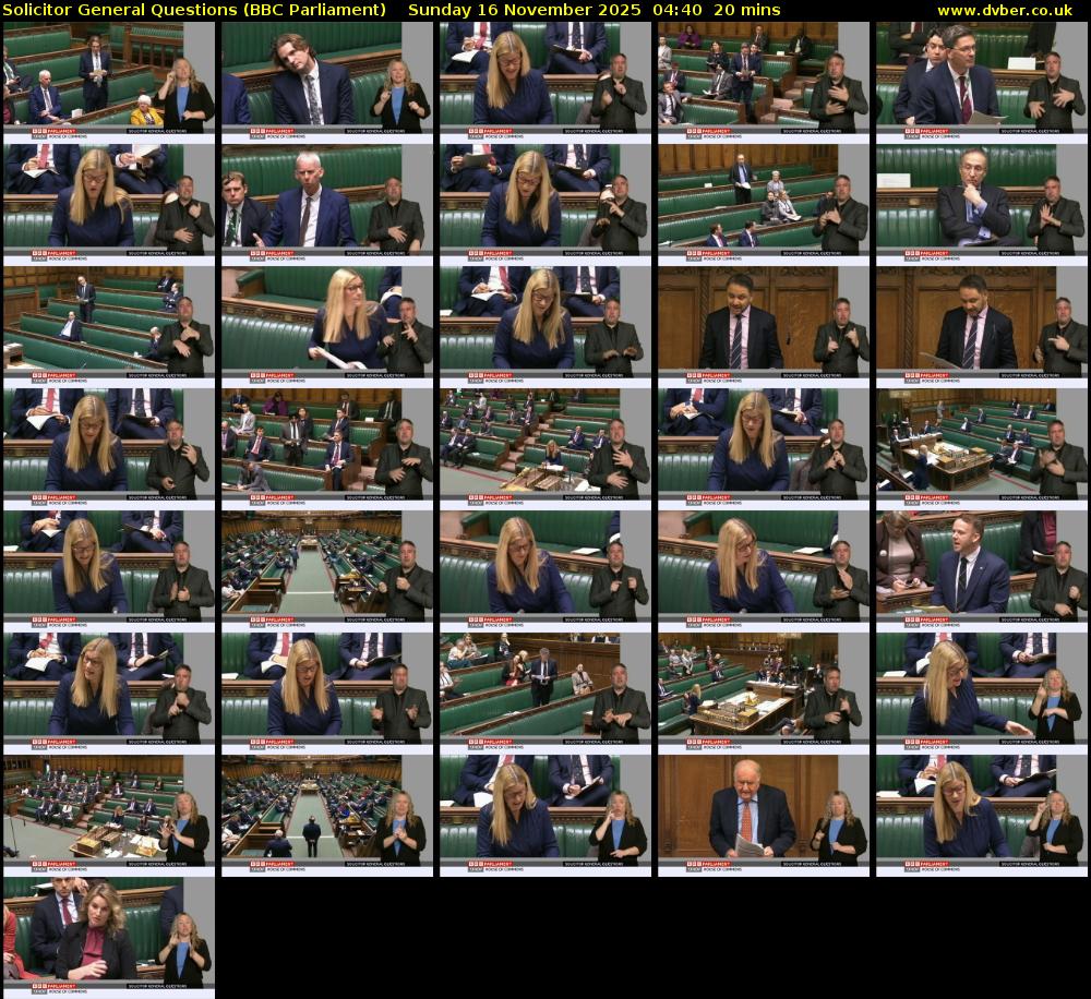Solicitor General Questions (BBC Parliament) Sunday 16 November 2025 04:40 - 05:00