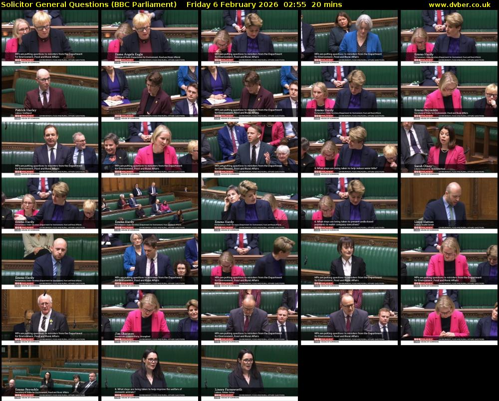 Solicitor General Questions (BBC Parliament) Friday 6 February 2026 02:55 - 03:15