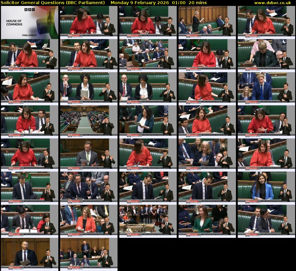 Solicitor General Questions (BBC Parliament) Monday 9 February 2026 01:00 - 01:20