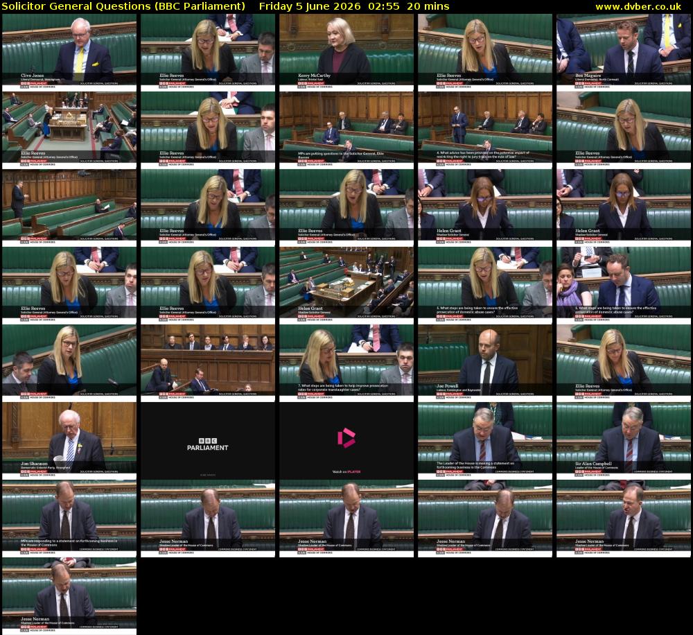 Solicitor General Questions (BBC Parliament) Friday 5 June 2026 02:55 - 03:15