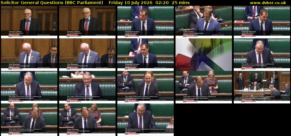 Solicitor General Questions (BBC Parliament) Friday 10 July 2026 02:20 - 02:45